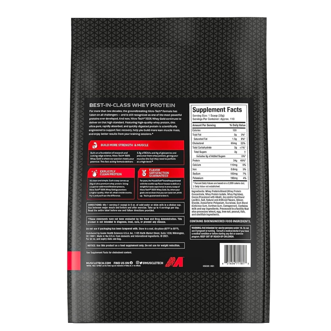 MuscleTech Nitro Tech 100% Whey Gold Double Rich Chocolate 8lbs
