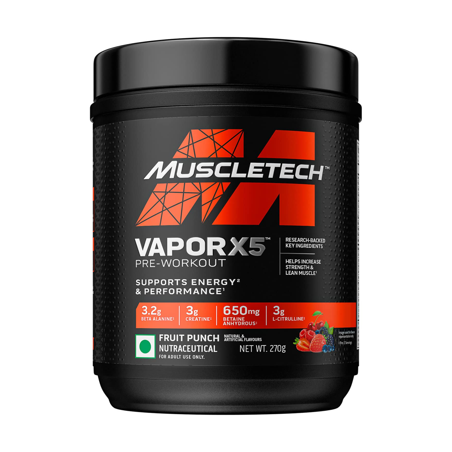 McleTech Performance Series VaporX5 Next Gen 30 servings Fruit Punch Blast 9.04oz (256g) /INTL