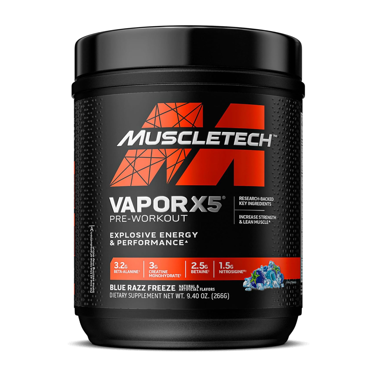 MuscleTech VaporX5 30 servings Blue Razz Freeze