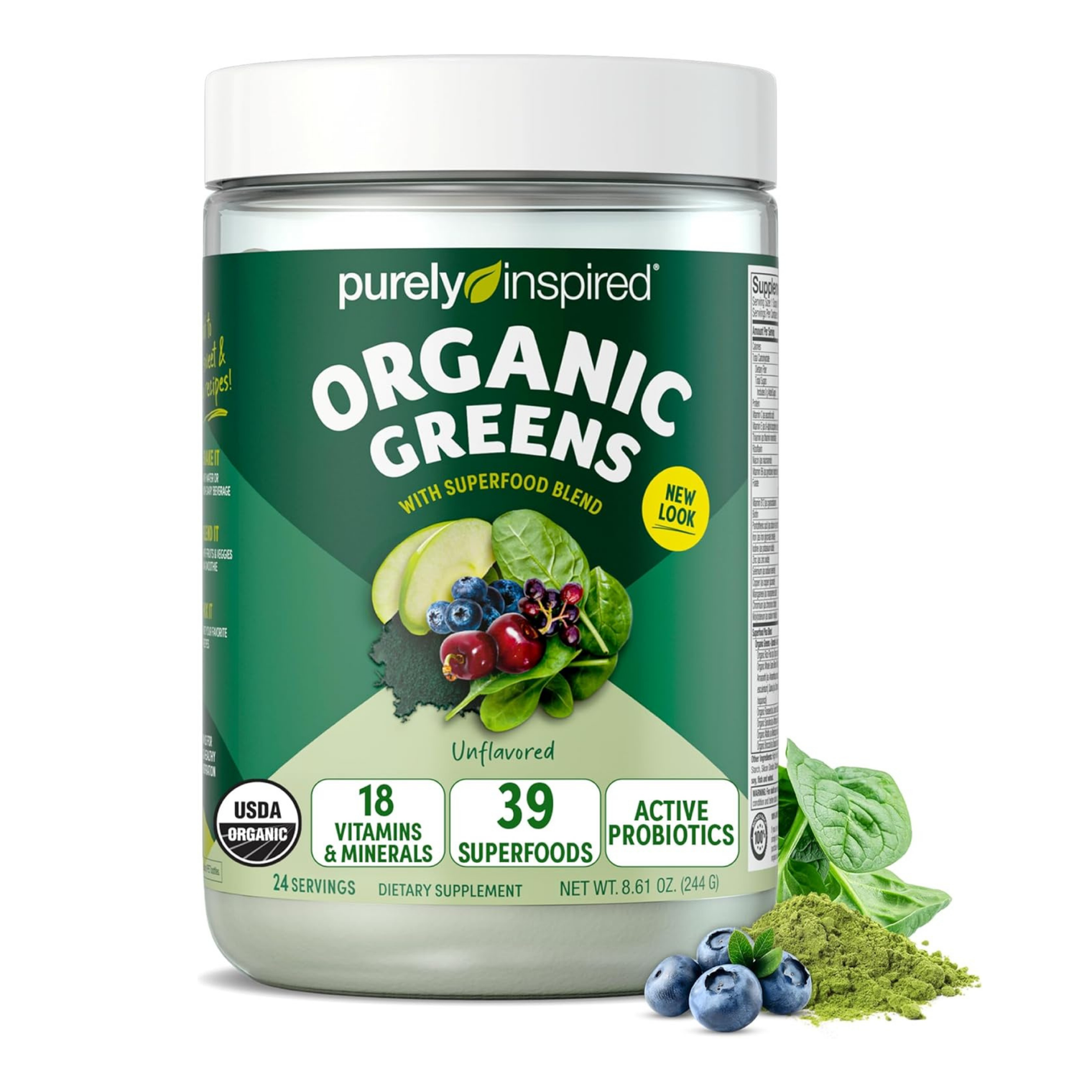 Purely Inspired Organic Greens 24 servings Unflavored US (RB)