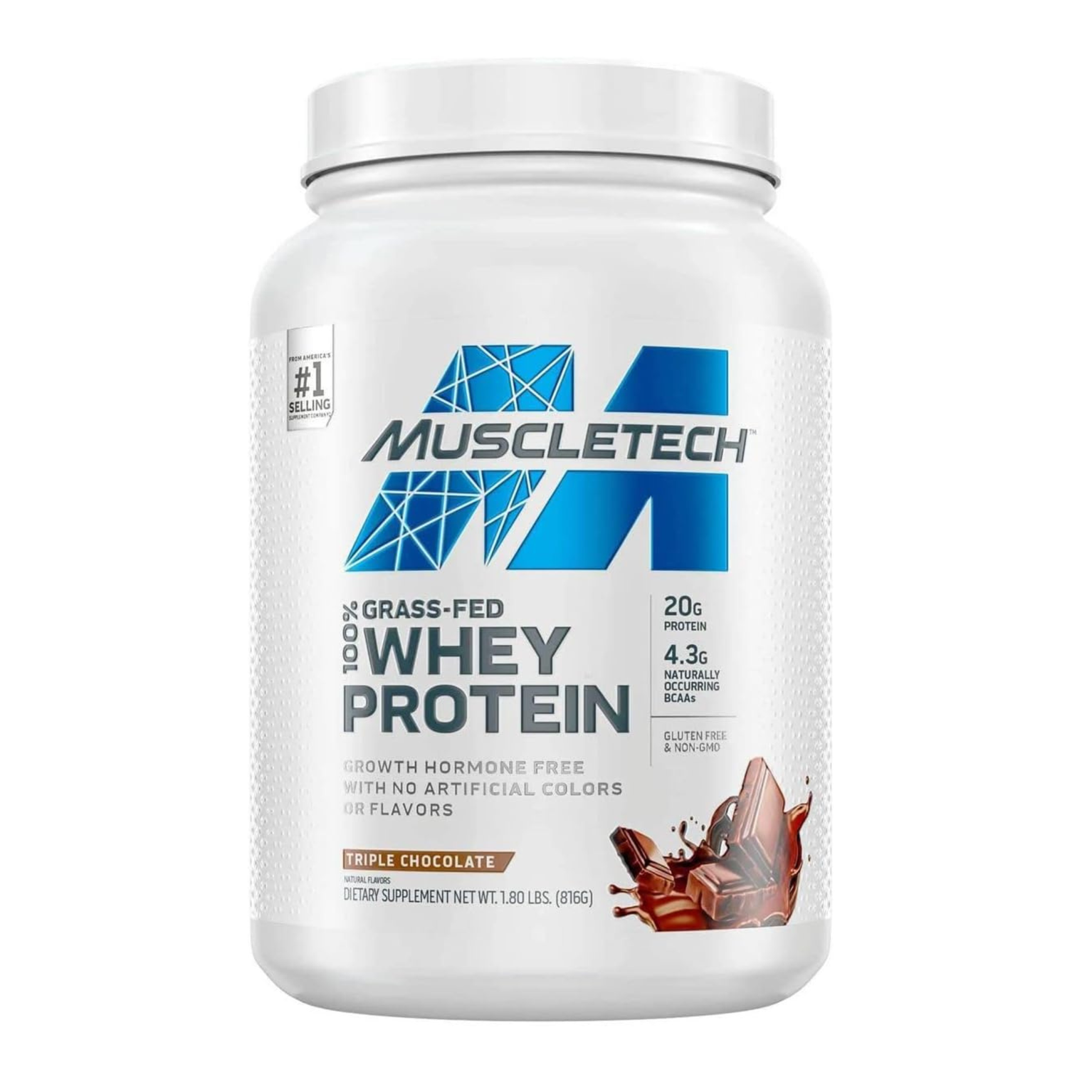 MuscleTech Grass Fed 100% Whey Protein Triple Chocolate 1.8lbs