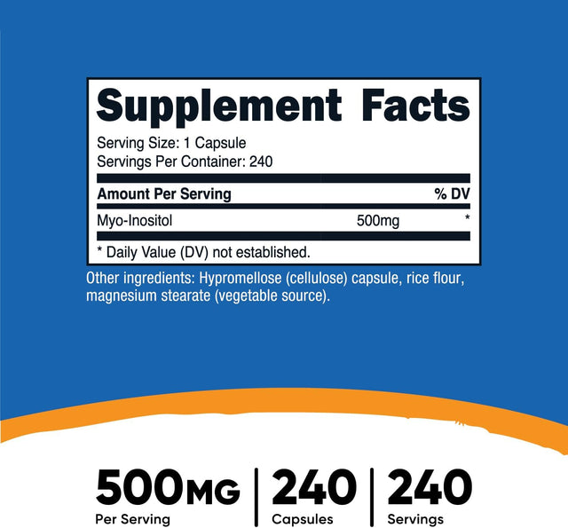 Nutricost Myo + D Chiro Inositol Capsules for Women (50 MG + 12.5 MG X 4) (120 Capsules)