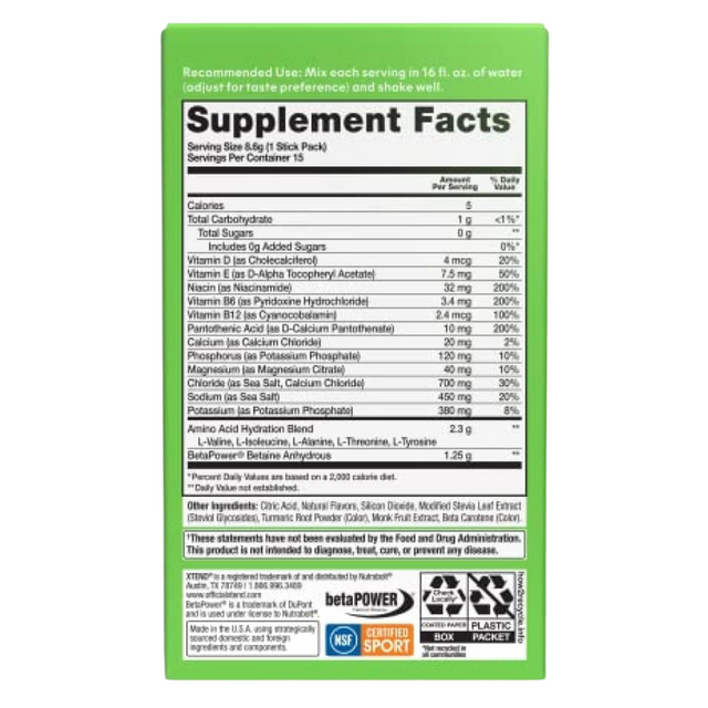 Xtend Hydration Lemon Lime Powder 15 Servings
