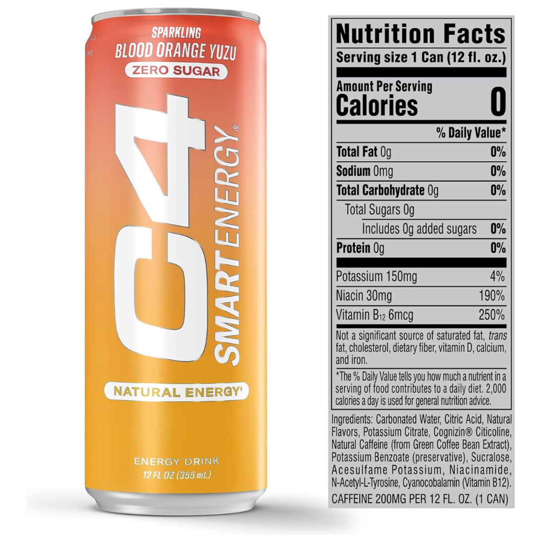 C4 Carbonated Drink Blood Orange - Pack of 12 (355 ml)