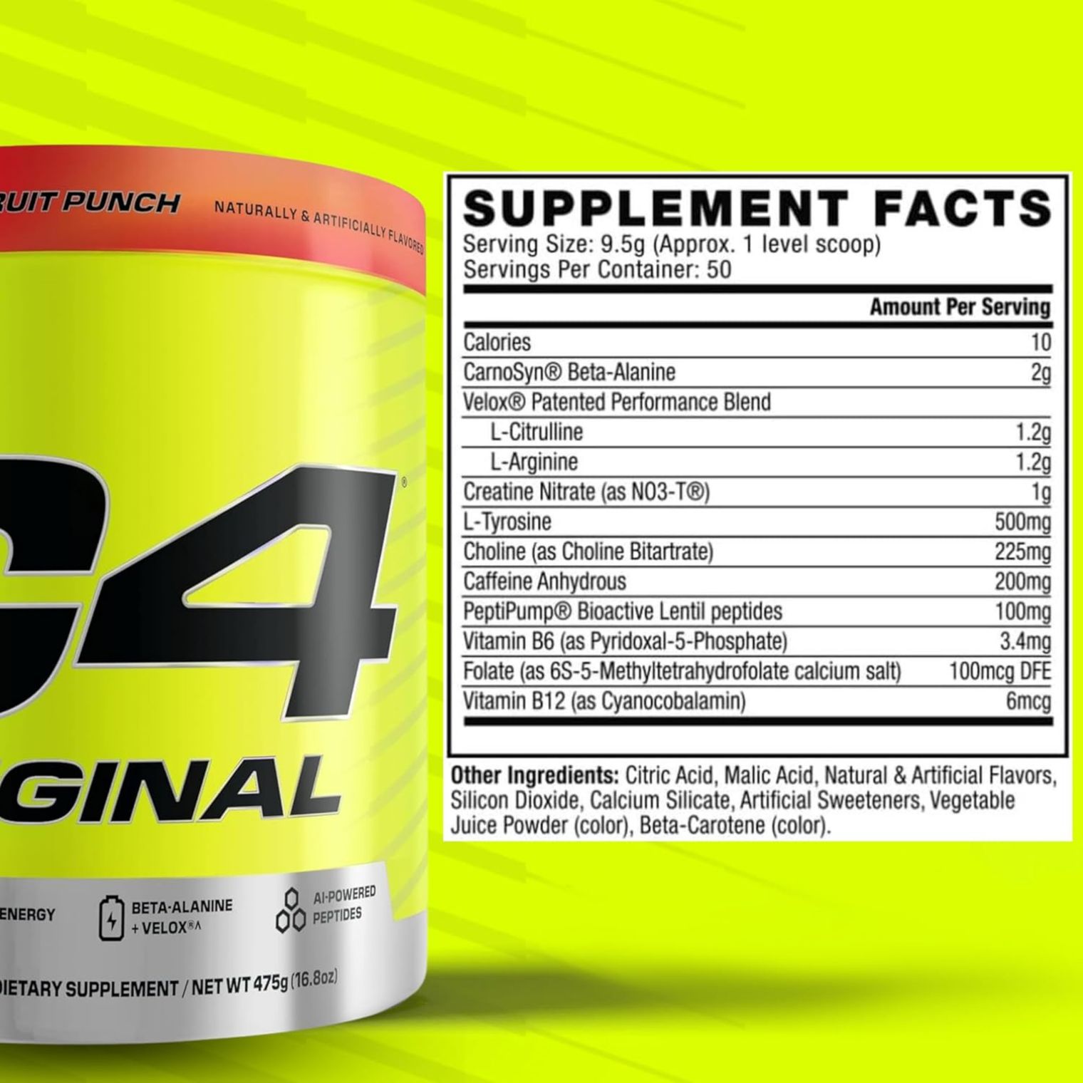 C4 Original Fruit Punch Powder 50 Servings