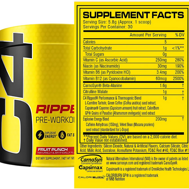 C4 Ripped Sport Fruit Punch Powder 30 Servings