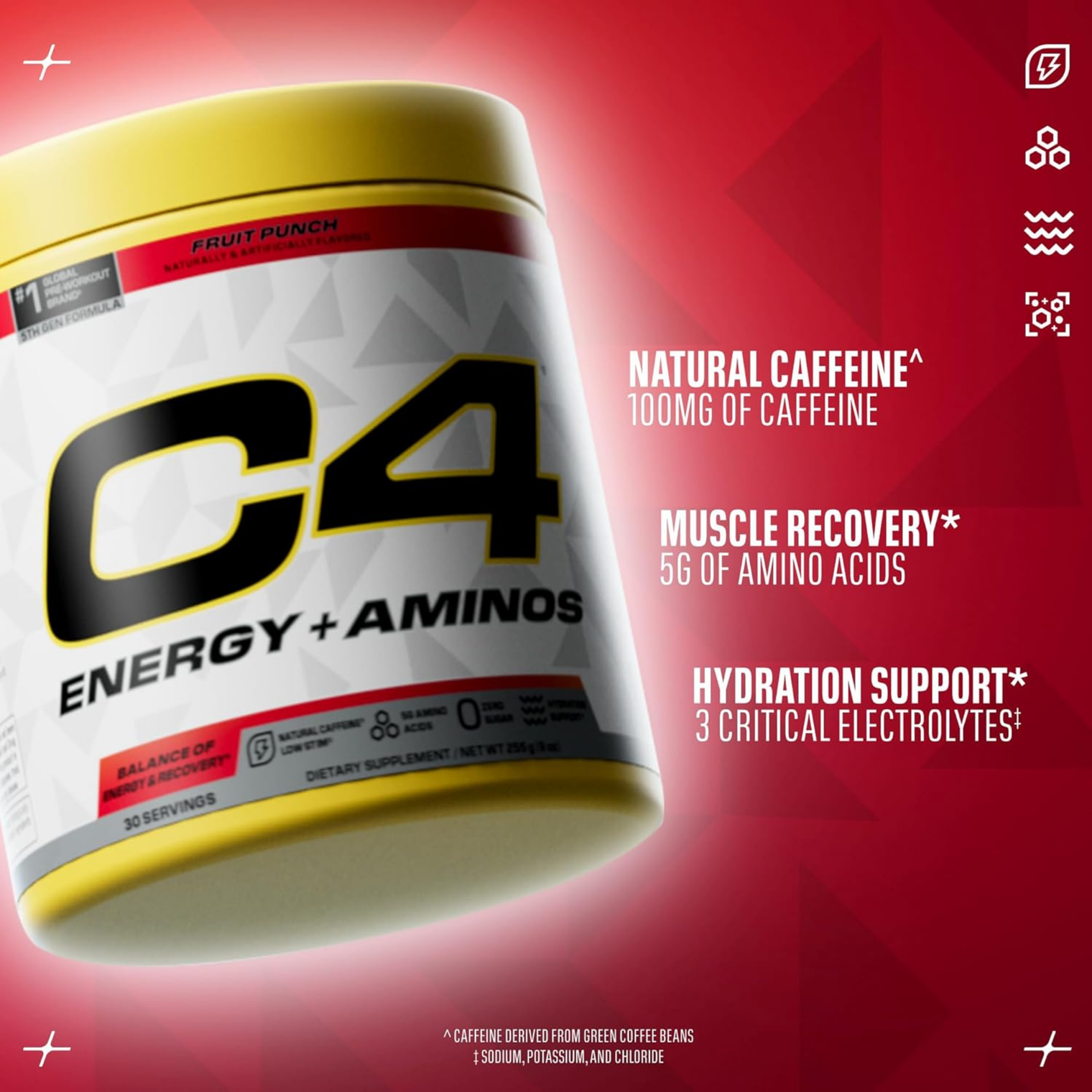 C4 Energy + Aminos Fruit Punch 30 Servings