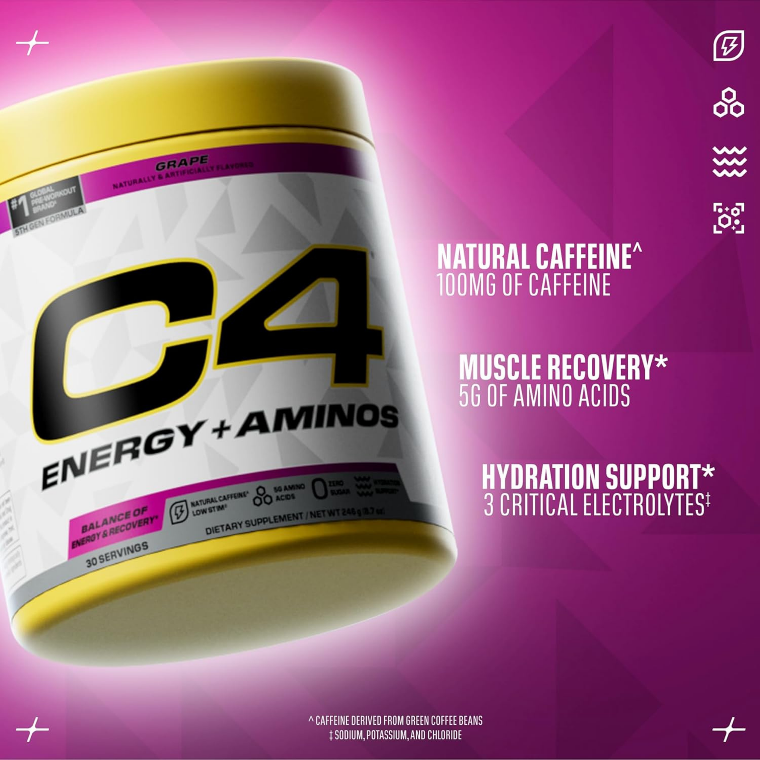 C4 Energy + Aminos Grapes 30 Servings