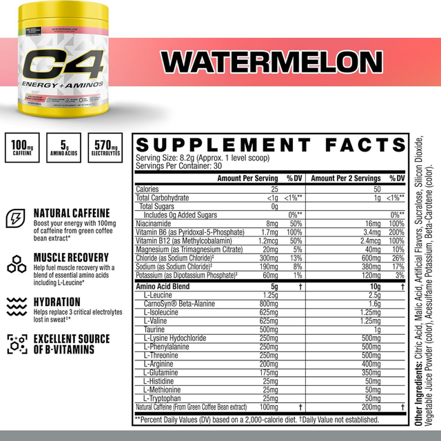 C4 Energy + Aminos Watermelon 30 Servings