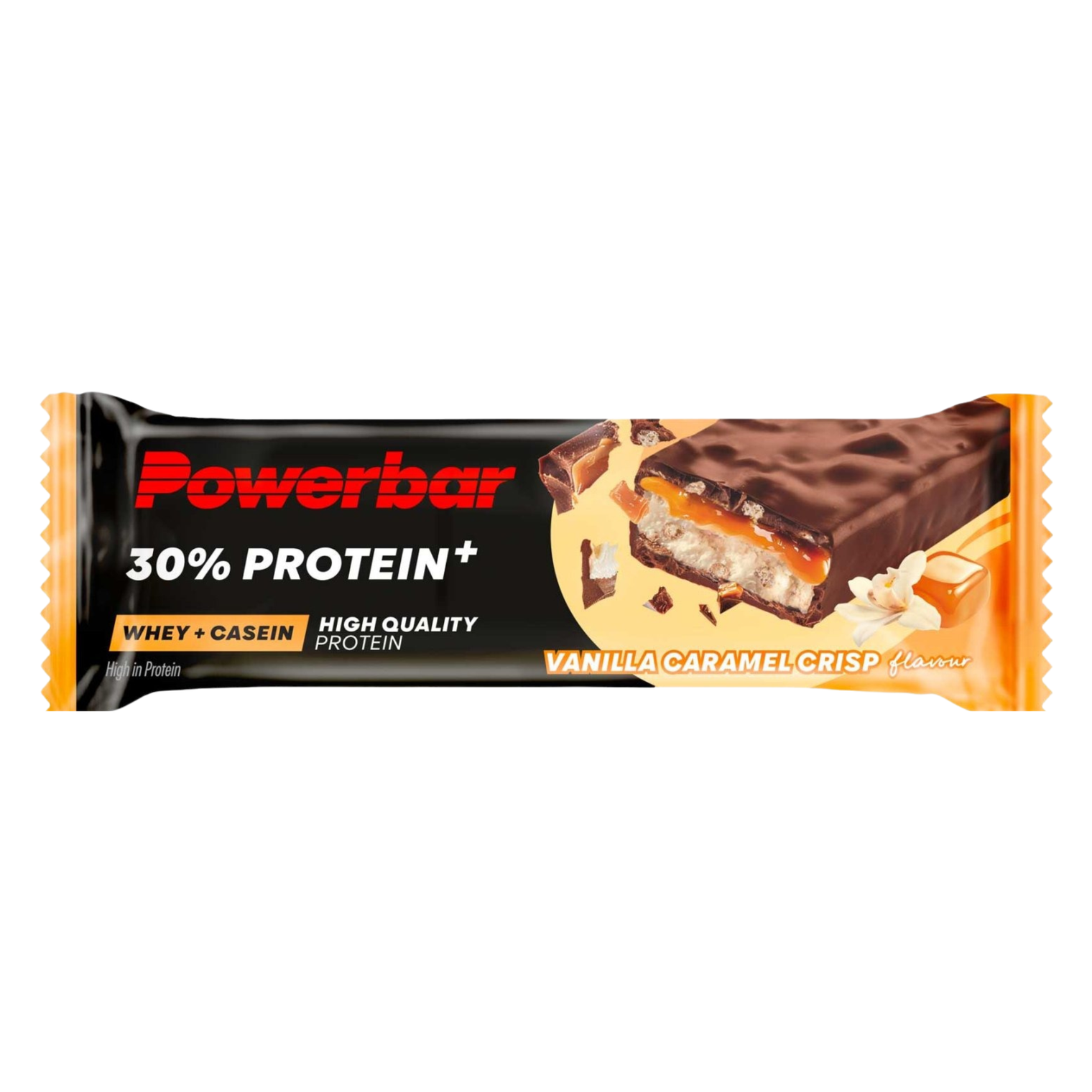 PowerBar ProteinPlus 30% Vanilla Caramel Crisp Protein Bar – 30% High Protein Sports Bar | 15 x 55g | High Protein Snack Bar for Muscle Recovery, Gym & Fitness