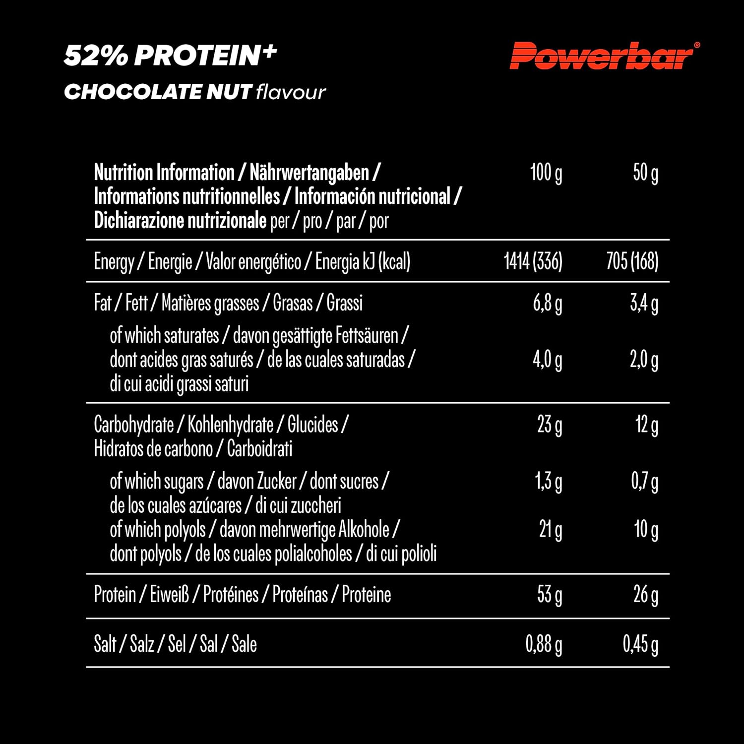 PowerBar ProteinPlus 52% Chocolate Nut Protein Bar – 50g
