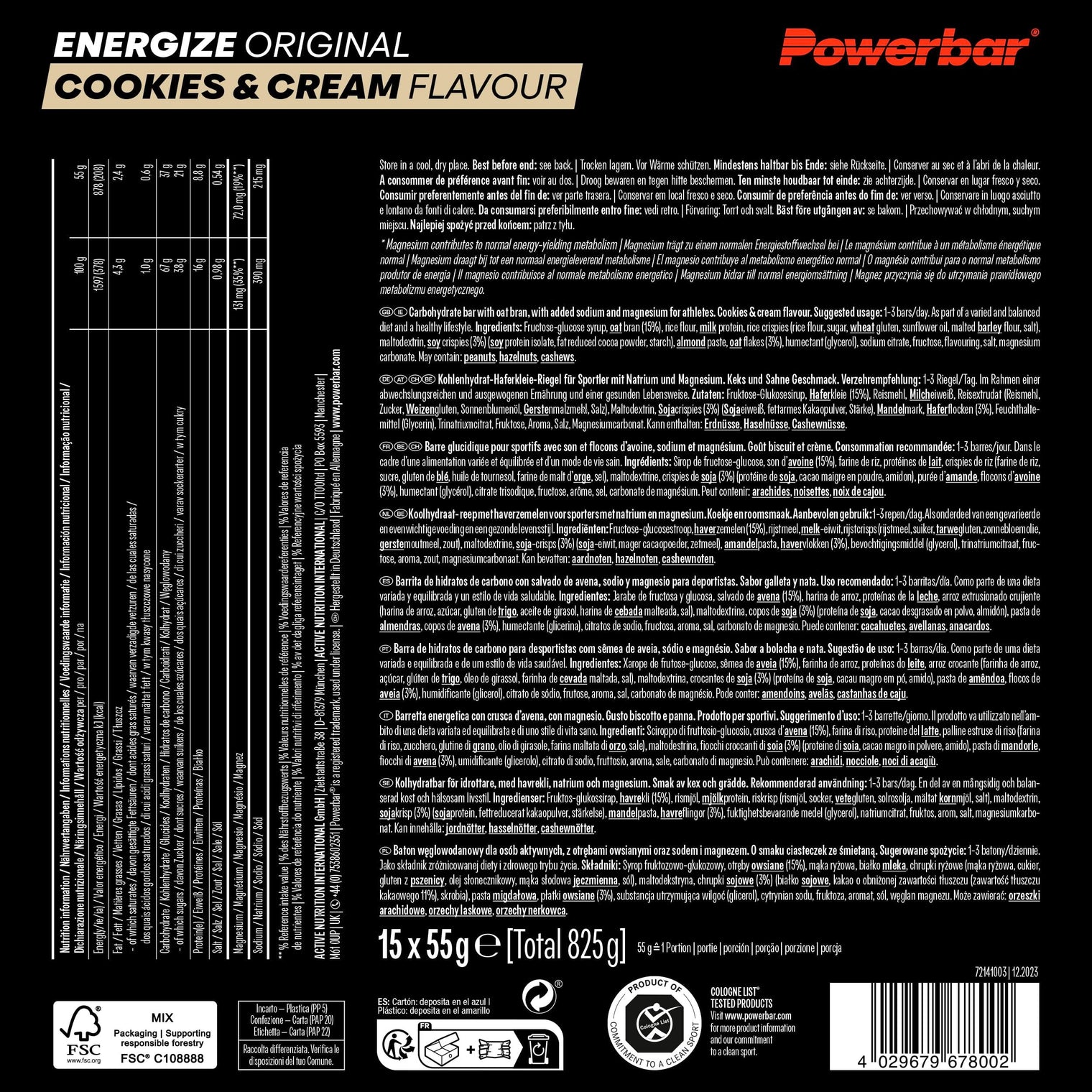 PowerBar Energize Original Cookies & Cream Energy Bar – 55g