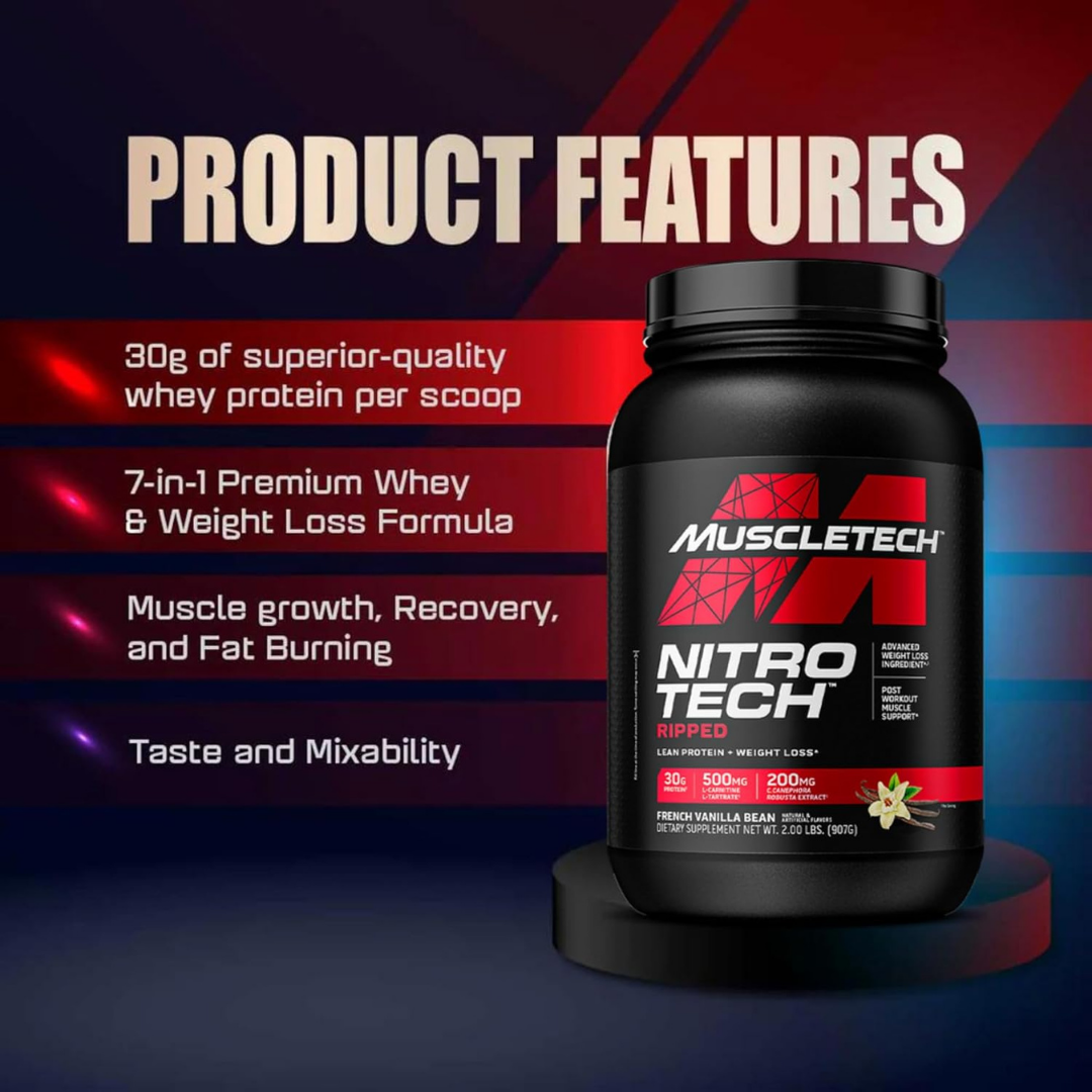 MuscleTech Nitro Tech Ripped French Vanilla Bean 2lbs