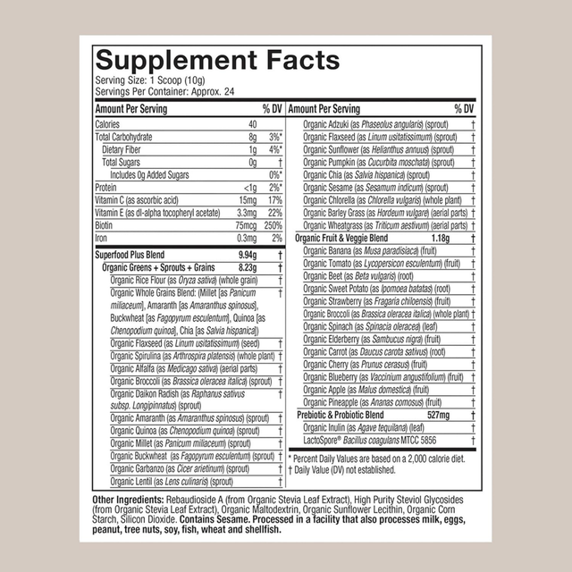 Purely Inspired Organic Greens 24 servings Unflavored
