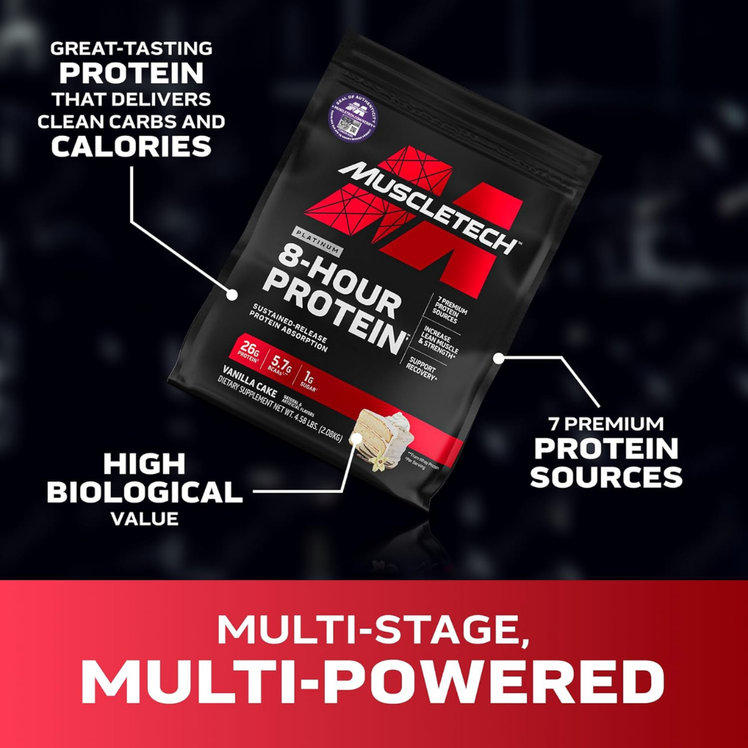 MuscleTech Platinum 8 hour Protein Vanilla Cake 4.6lbs
