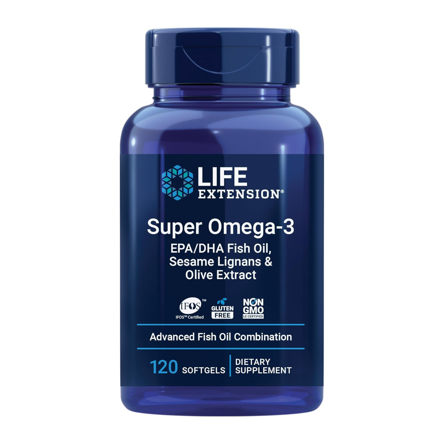 Life Extension-Omega3 EPA/DHA Fish Oil wSesame & Olive Ext,120 S