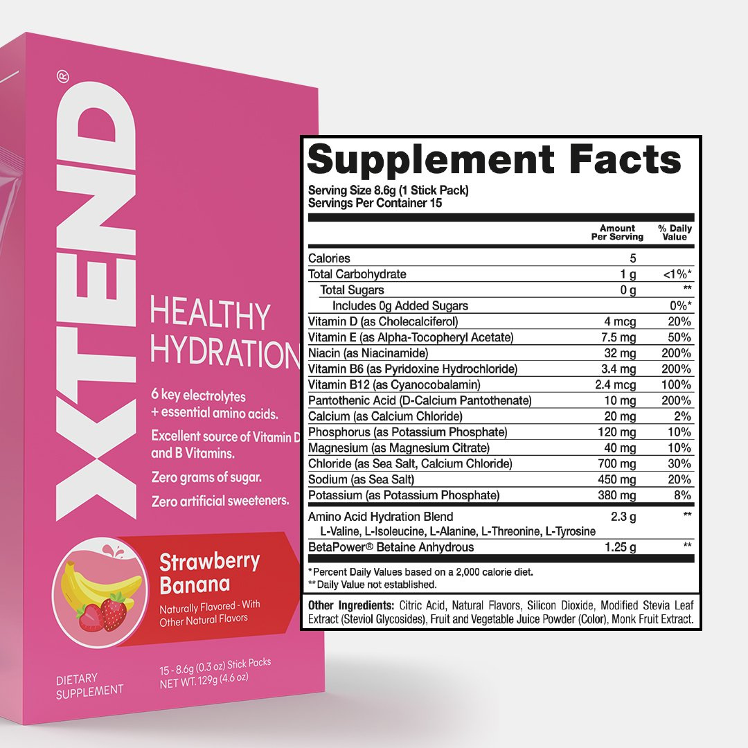 Xtend Hydration Strawberry Banana Powder 15 Servings