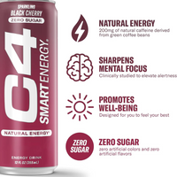 C4 Carbonated Drink Black Cherry - Pack of 12 (355 ml)