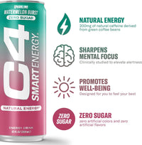 C4 Carbonated Drink  Watermelon Flavor - Pack of 12  (355ml)