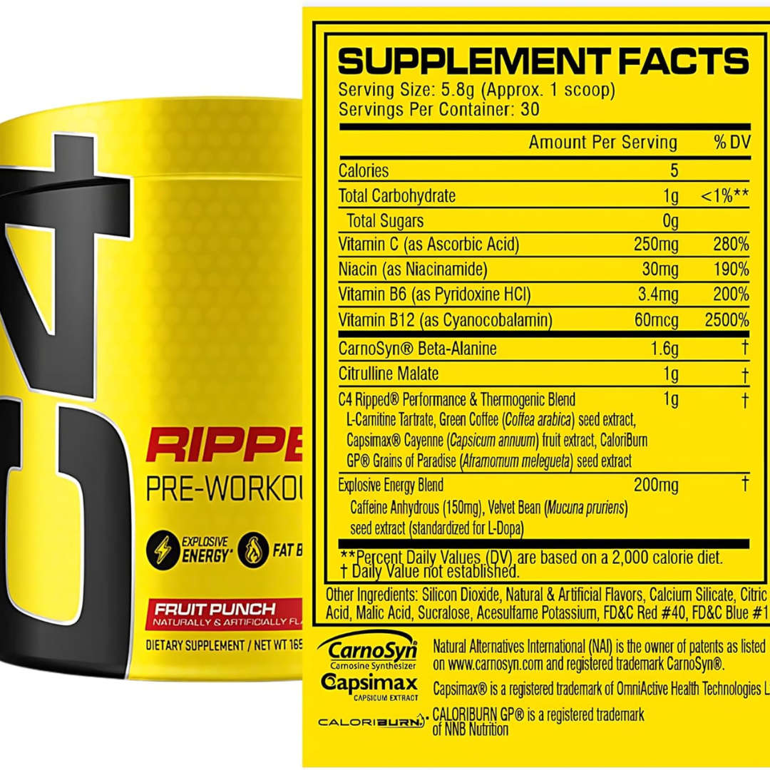 C4 Ripped Sport Fruit Punch Powder 30 Servings