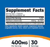 Nutricost Vitamin B2 (Riboflavin) Capsules (400 MG) (120 Capsules)