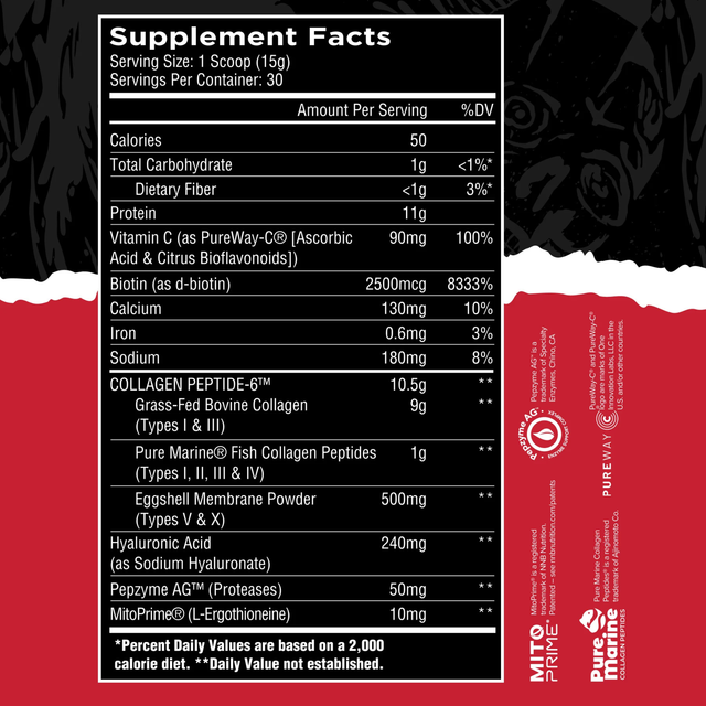Unmatched Collagen Peptide 6 - Unflavored (1 pound, 36 servings)