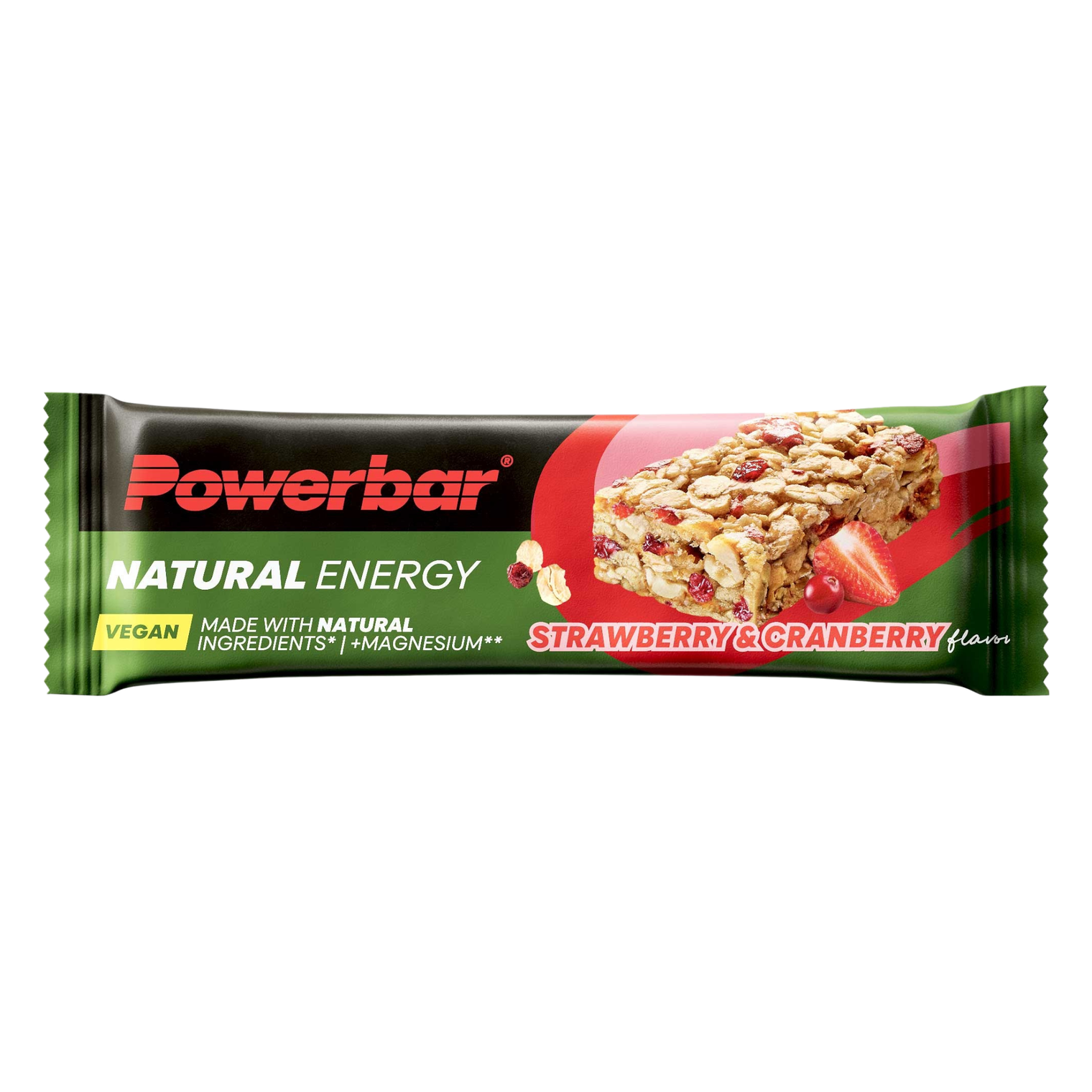 PowerBar Natural Energy Cereal Strawberry & Cranberry Vegan Energy Bar – Complex Carbs, Magnesium, No Artificial Additives | 18 x 40g | Natural Sports Protein Bar