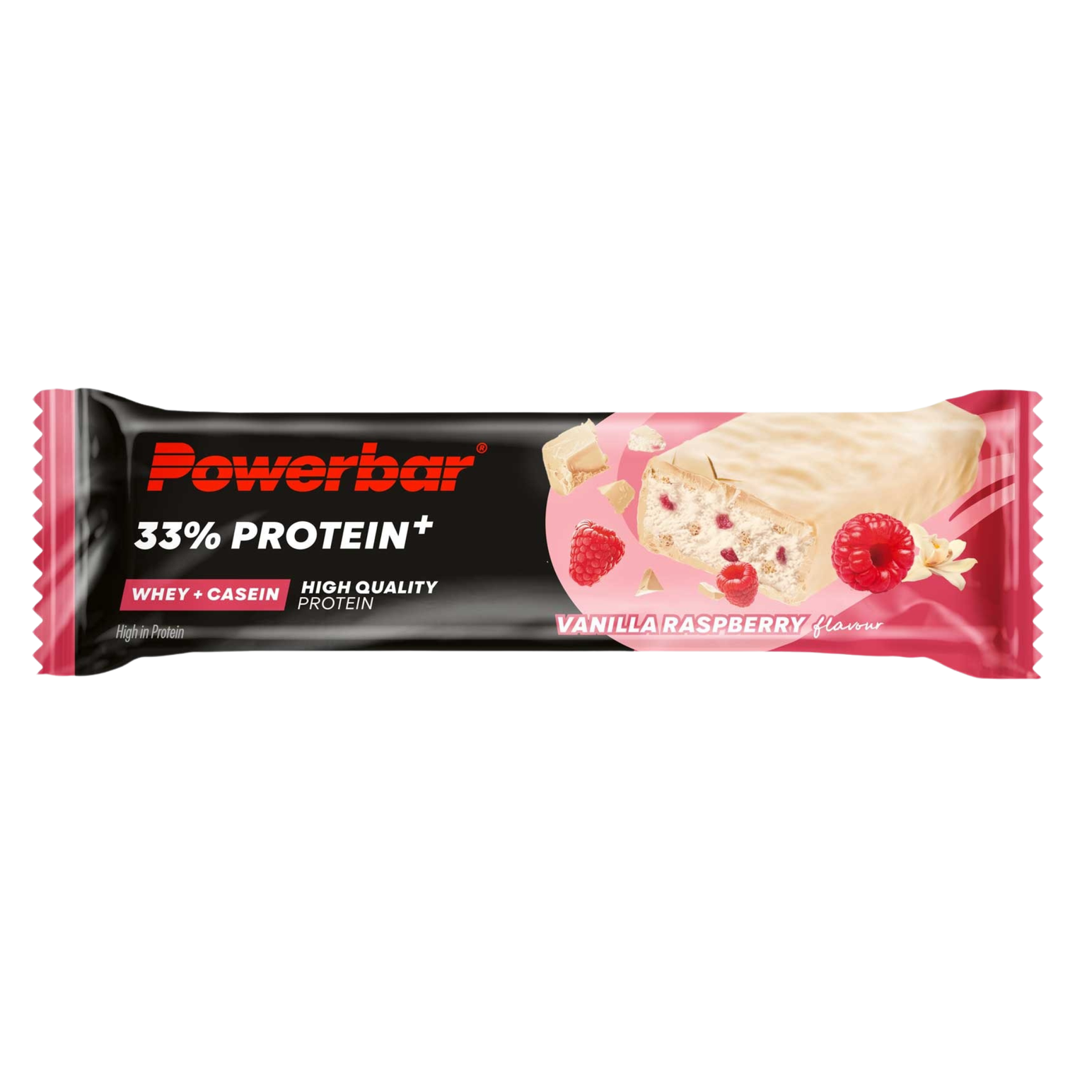PowerBar ProteinPlus 33% Vanilla Raspberry Protein Bar – 33% High Protein Bar for Muscle Recovery & Strength | 10 x 90g | Large Protein Bar for Gym, Bodybuilding & Fitness