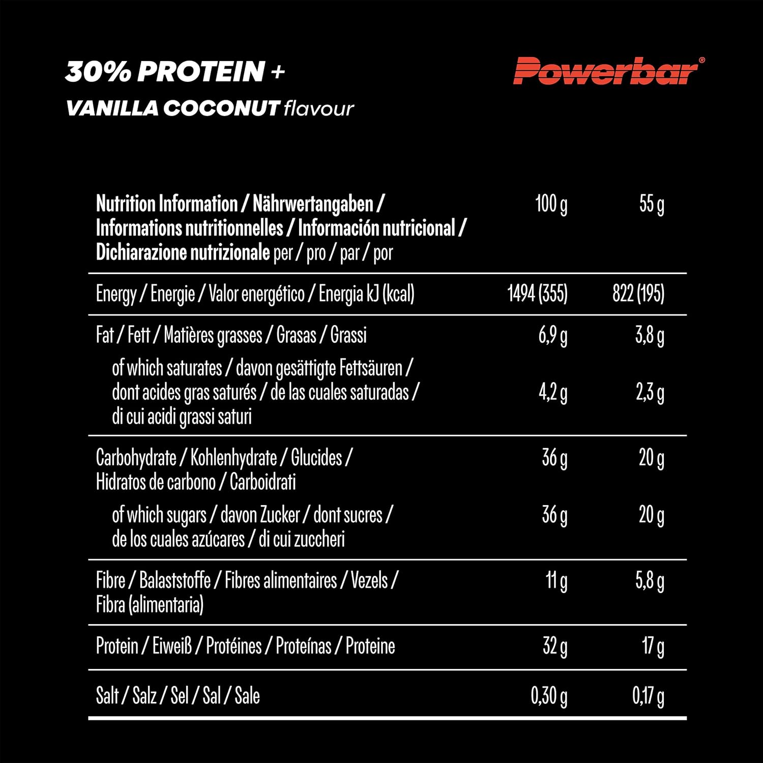 PowerBar ProteinPlus 30% Vanilla Coconut Protein Bar – 55g