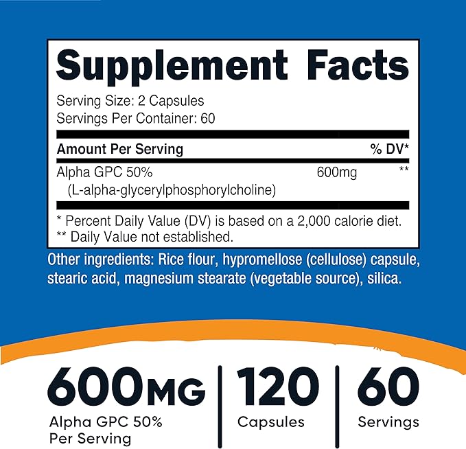 Nutricost Alpha GPC Capsules (600 MG) (120 Capsules)