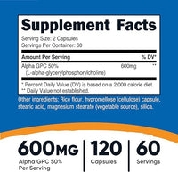 Nutricost Alpha GPC Capsules (600 MG) (120 Capsules)