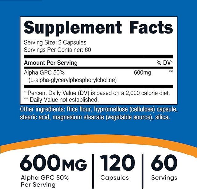 Nutricost Alpha GPC Capsules (600 MG) (120 Capsules)