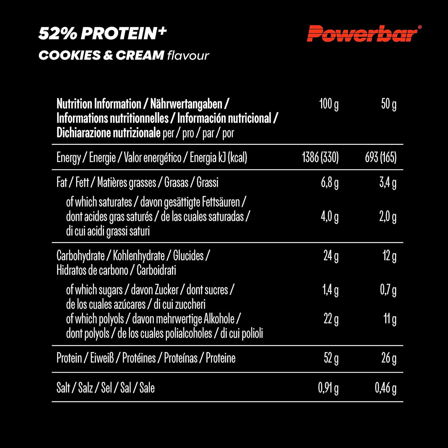 PowerBar ProteinPlus 52% Cookies & Cream Protein Bar - 50g