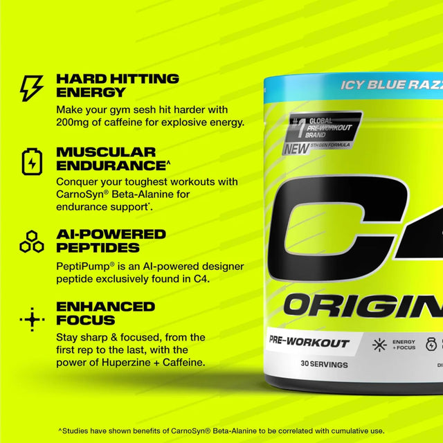 C4 Original Icy Blue Razz  Powder 50 Servings
