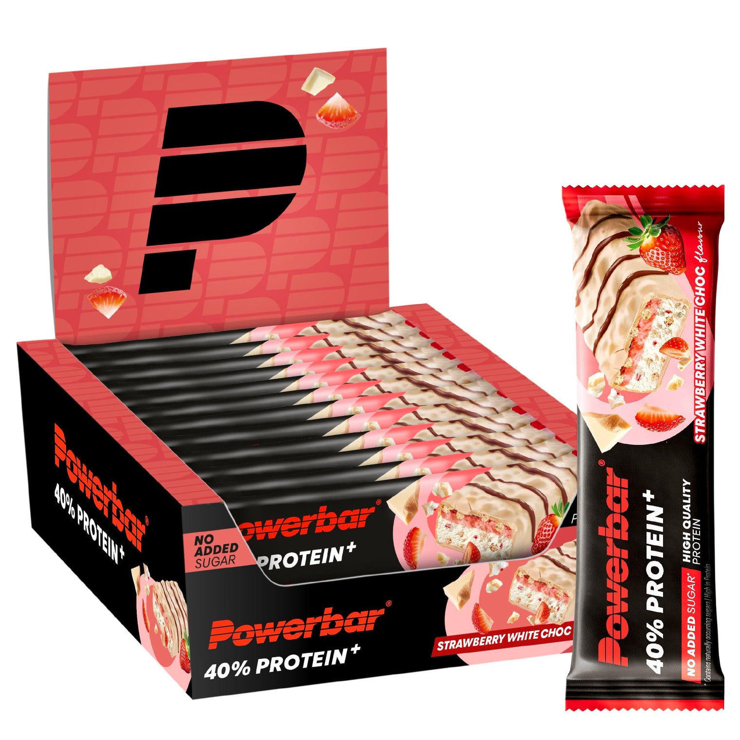 PowerBar PB 40% Protein +Crisp Strawberry White Chocolate Bar – 40g