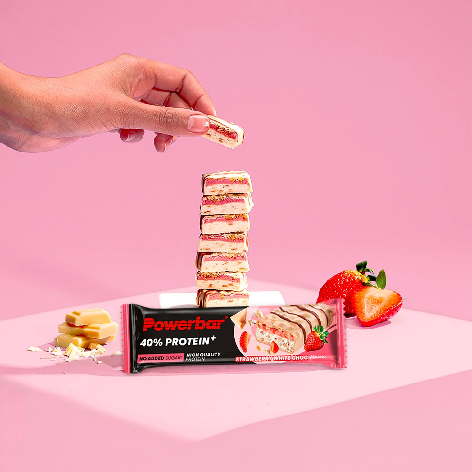 PowerBar PB 40% Protein +Crisp Strawberry White Chocolate Bar – 40g