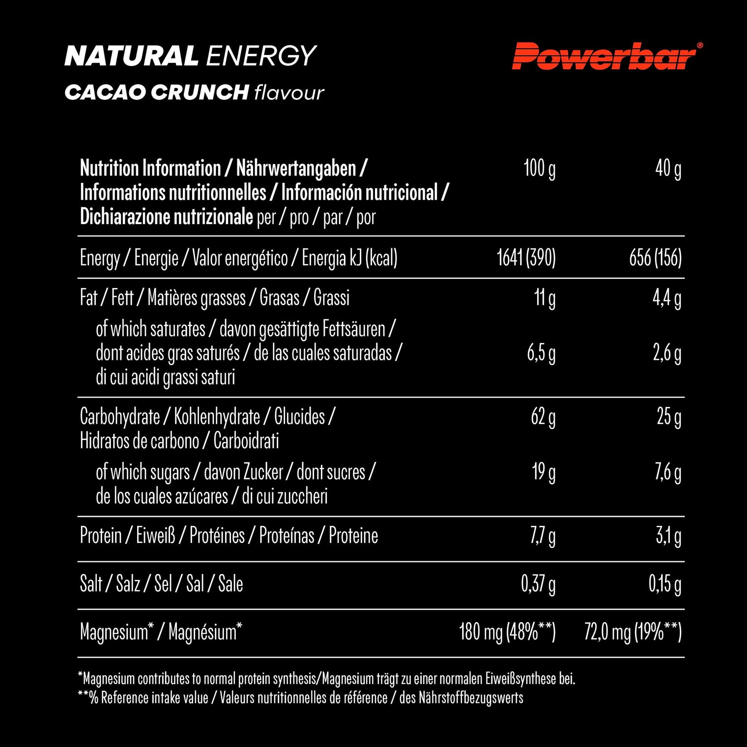 PowerBar Natural Energy Cereal Cacao Crunch Vegan Energy Bar – 40g