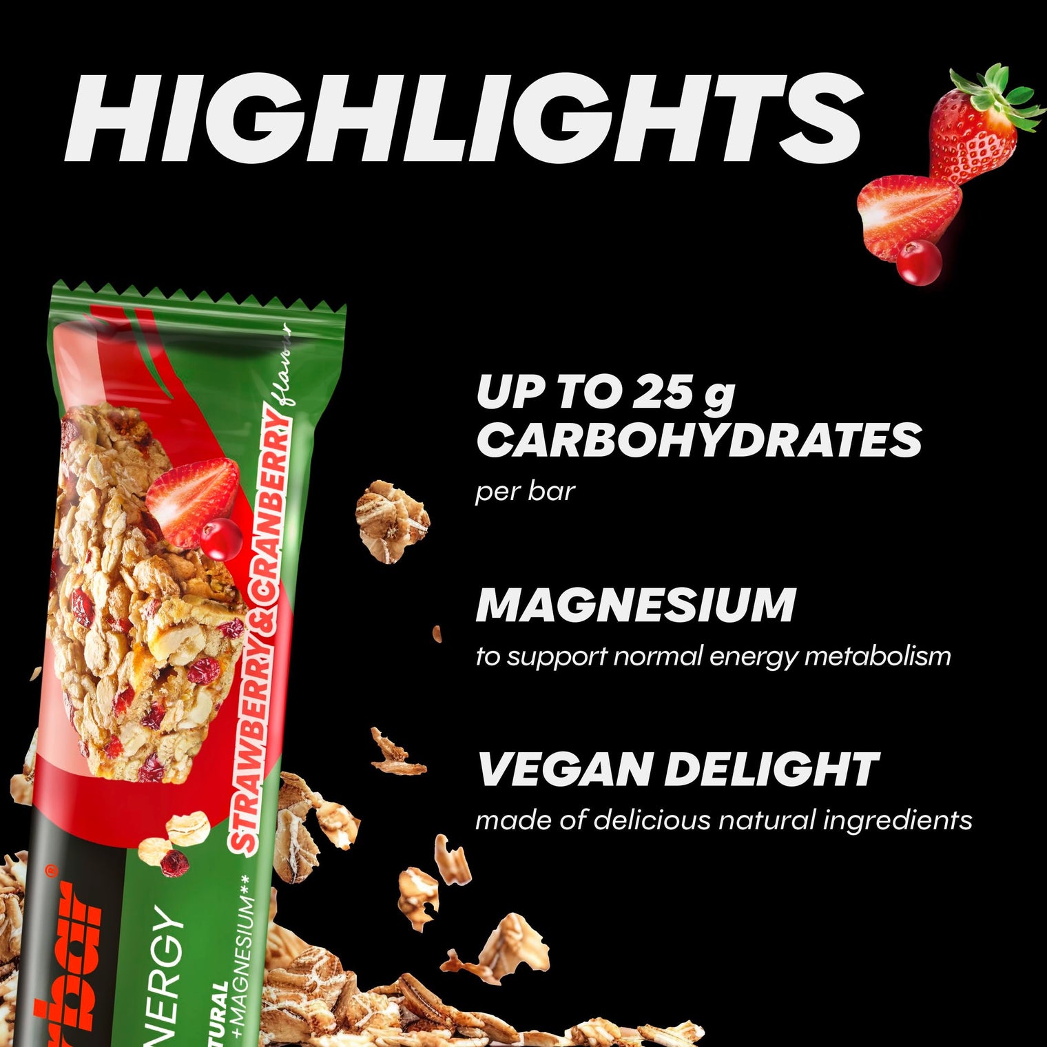 PowerBar Natural Energy Cereal Strawberry & Cranberry Vegan Energy Bar – 40g