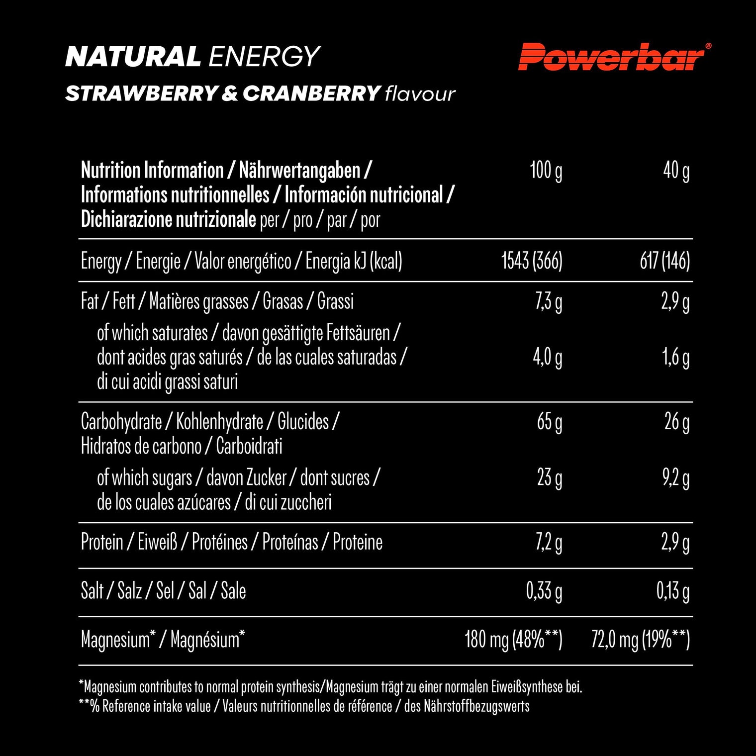 PowerBar Natural Energy Cereal Strawberry & Cranberry Vegan Energy Bar – 40g